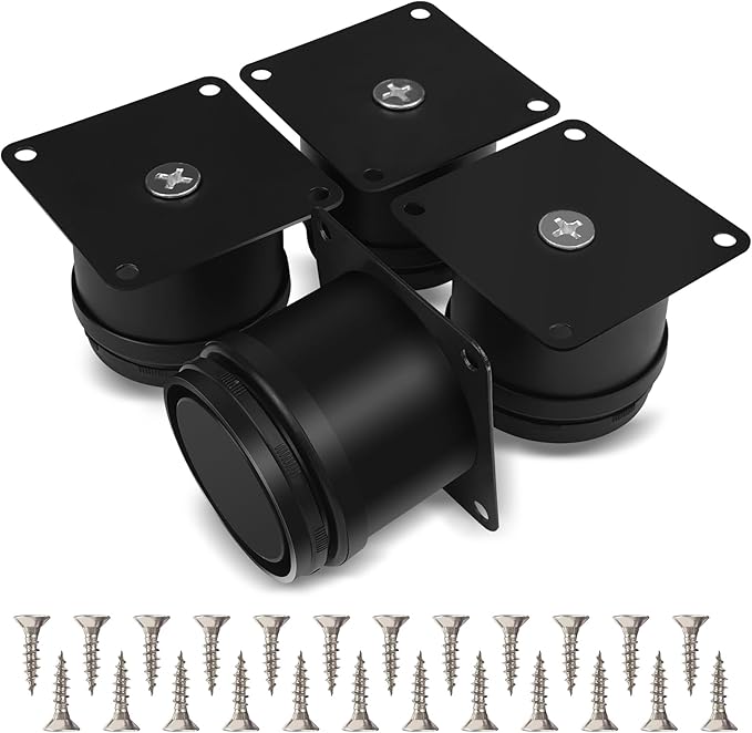 Pieds De Meuble Réglables Noirs, Lot De 4, Hauteur 50 Mm, En Métal