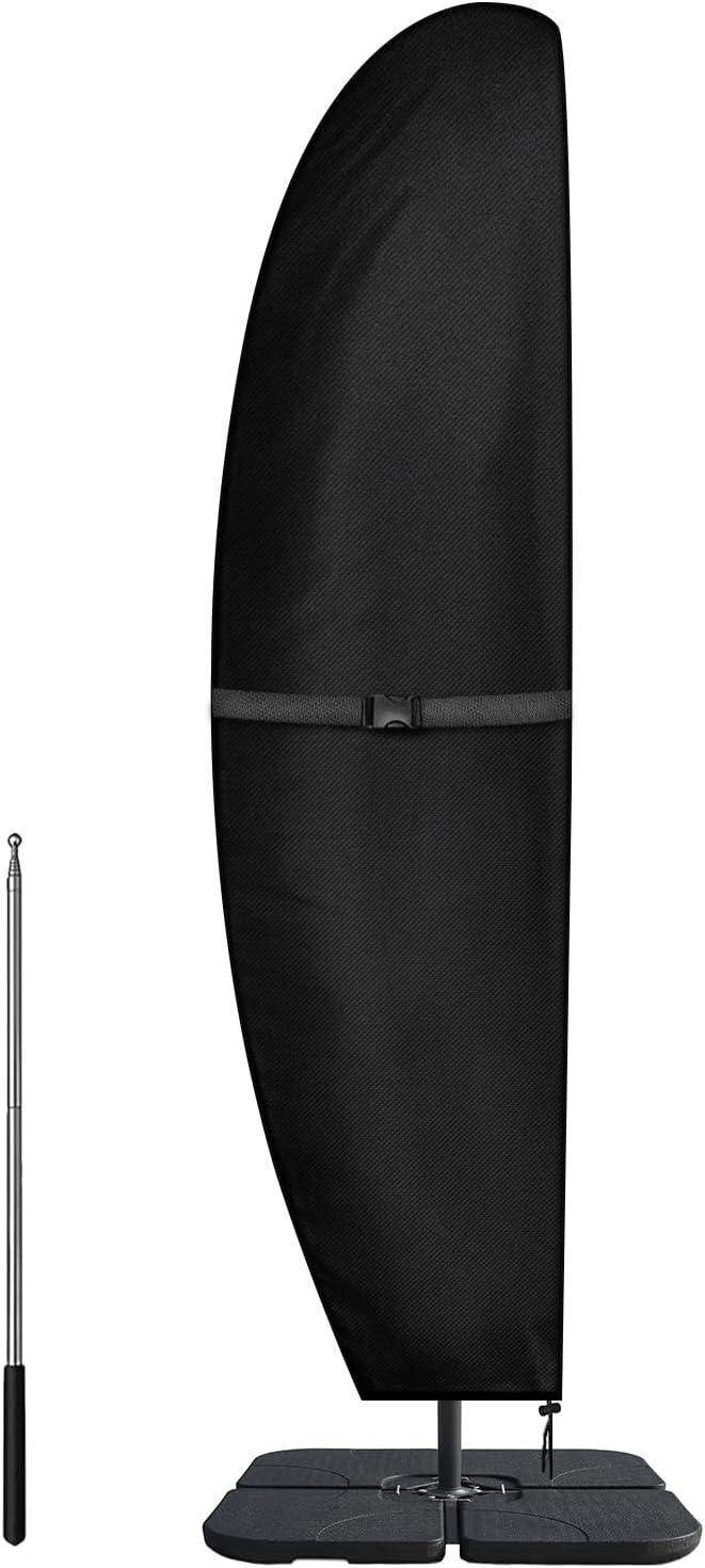 Housse De Parasol Oxford 210d Imperméable, Anti-uv, Avec Revêtement Protecteur (280 X 30/81/46 Cm) - Noir