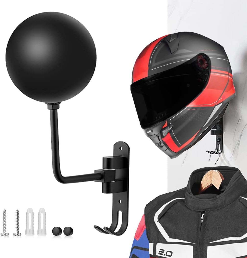 Support Mural Pour Casque De Moto, Crochet Rotatif À 180 Degrés, 1 Pièces, Noir