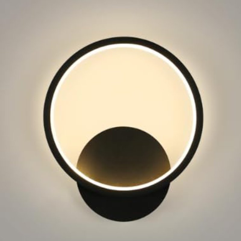 Applique Murale Intérieure Moderne,12w 1350lm,lampe Ronde 3000k Blanc Chaud Pour Chambre,salon,salle De Bain,couloir,escalier,noir,ø20cm