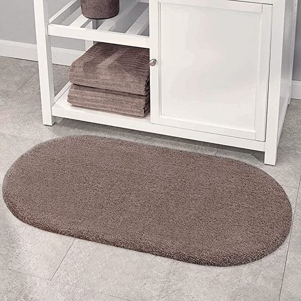 Tapis De Bain Ovale Spa Ultra Doux, Absorbant, Antidérapant, Moelleux Et Épais En Microfibre, Accessoire De Bain Confortable Pour Baignoire, Douche Et Sols De Salle De Bain (20 X 40 Ovale, Taupe)
