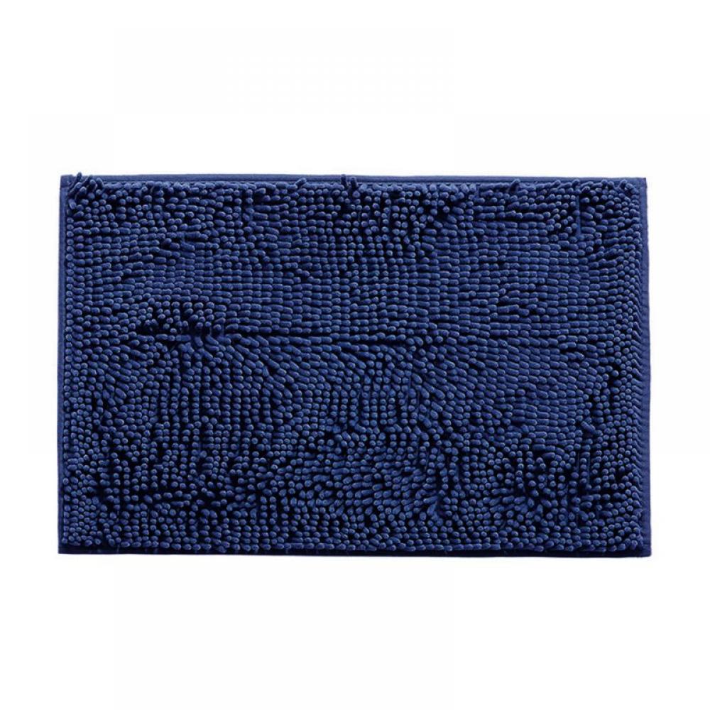 Tapis De Bain Chenille En Microfibre Douce Et Moelleuse, Lavable En Machine, 51 X 81 Cm (20 X 32 Pouces), Pour Salle De Bain, Cuisine, Chambre, Bleu Foncé