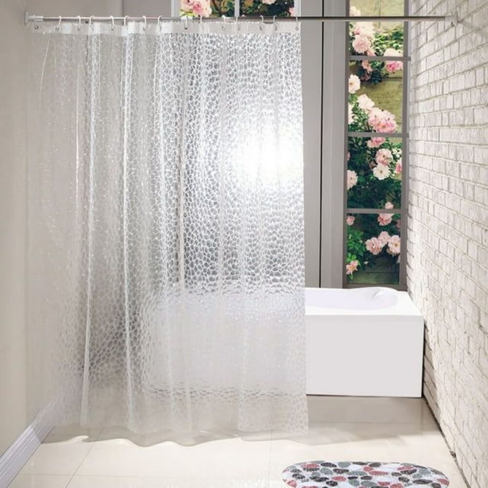 Semi Clear Shower Curtain 72 X 78 Inch Transparent Shower Curtain Waterproof Long Vinyl Bath Curtain 3d Water Cube Design Bathroom Liner With 12 Grommets Hooks 182 X 200cm