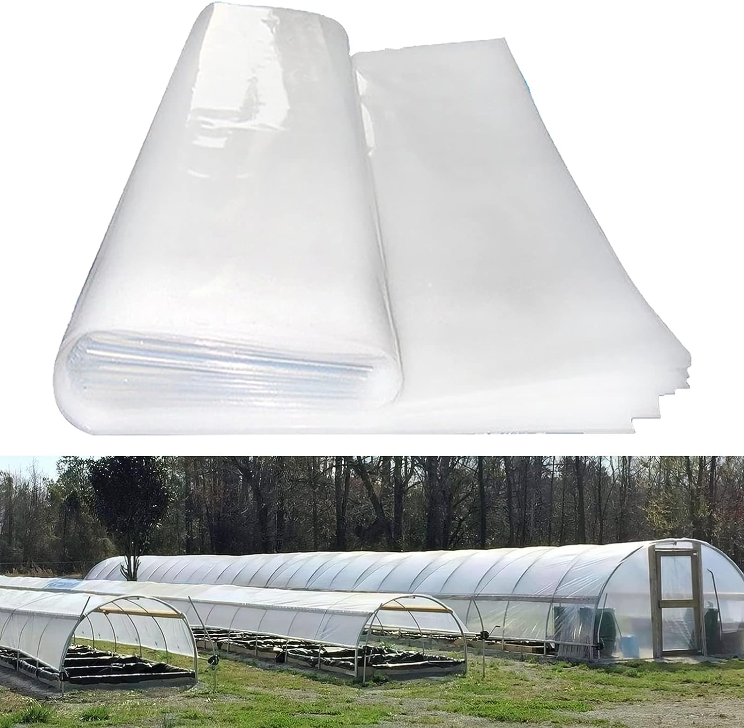 Bâche De Protection, Film De Serre Transparent, Feuille En Plastique Transparent Pour Serre, Résistant Aux Uv Film De Serre, Couverture Transparente, Pour Jardinage, Agriculture (2x12m)