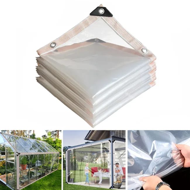 2 X 3 M Wasserdichte, Transparente Pvc-plane Mit Ösen, Multifunktionale Regenschutzabdeckung Für Terrasse, Garten, Pergola, Schnelle Montage