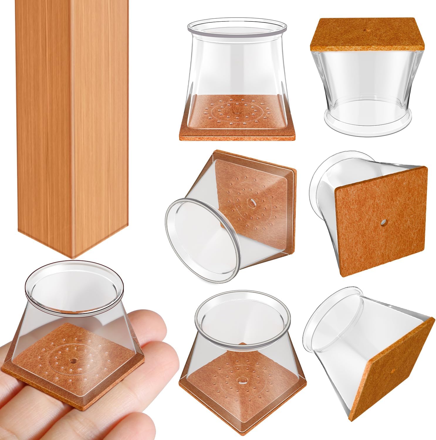 20pcs Protection Pieds Chaise Carré Silicone Transparent 38-55mm - Protège-sol Anti-rayures Meubles