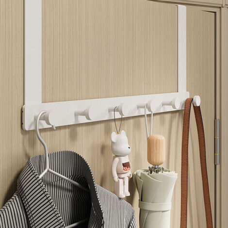 Crocheter La Porte À Bras Long Sans Perçage, Crocheter La Porte En Aluminium Silencieux Pour Chambres À Coucher Et Salle De Bains, Blanc, 6 Crochets