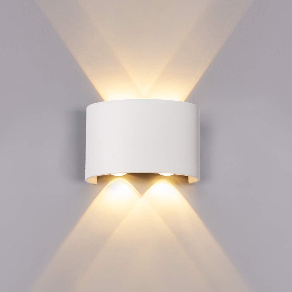 Applique Murale Extérieure/intérieure 12 W, 4 Led, Étanche Ip65, Blanc Chaud 2800 K, Design Moderne Avec Éclairage Vers Le Haut Et Vers Le Bas, En Aluminium