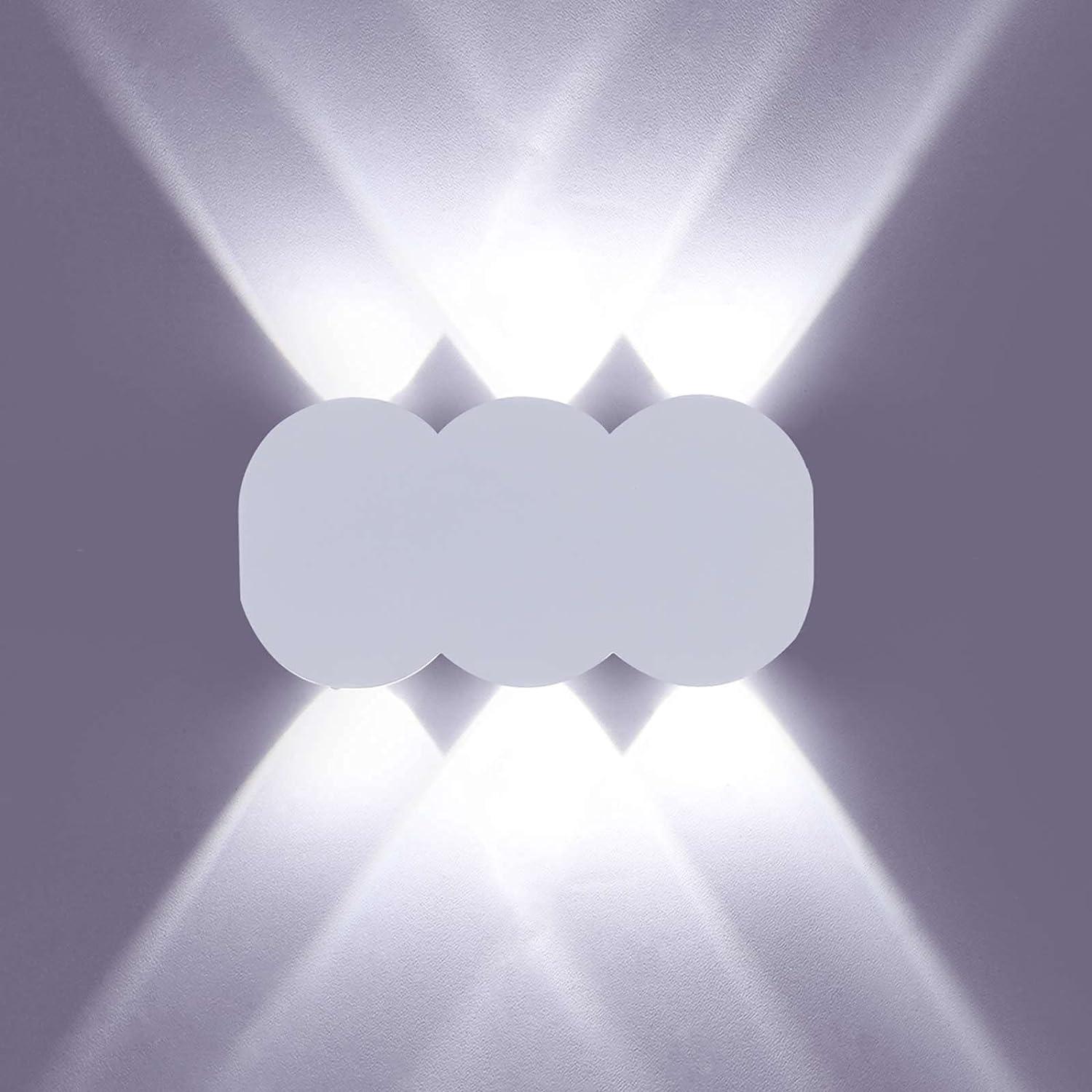 Applique Murale Intérieure Led 6 W, Modèle Rectangulaire Moderne À Éclairage Indirect (haut/bas), Lumière Blanche Froide 6000 K, En Aluminium Blanc.