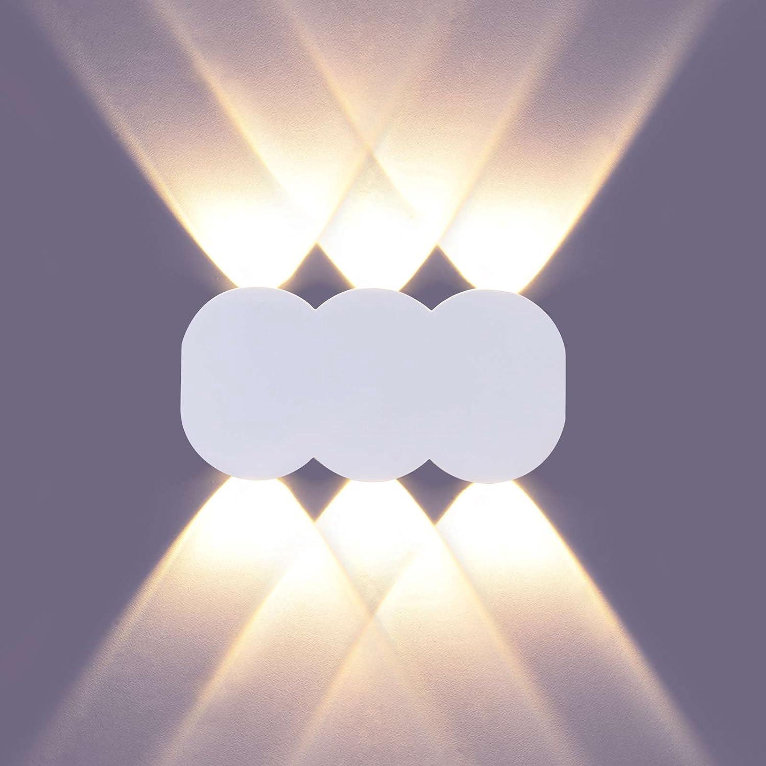Applique Murale Intérieure Moderne À Led 6 W, Applique Rectangulaire À Éclairage Direct Vers Le Haut Et Vers Le Bas, Applique En Aluminium, Lumière Blanc Chaud 3000 K, Blanc