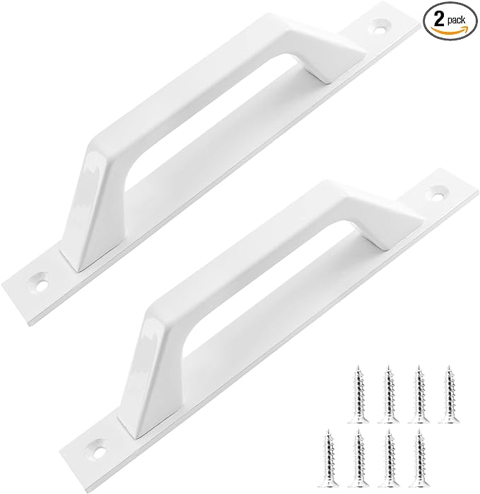 Lot De 2 Poignées De Porte Coulissante De Style Grange, Poignées De Porte En Aluminium Pour Portes Coulissantes De Style Grange, Armoires, Tiroirs, Garage, Abri De Jardin, Blanc
