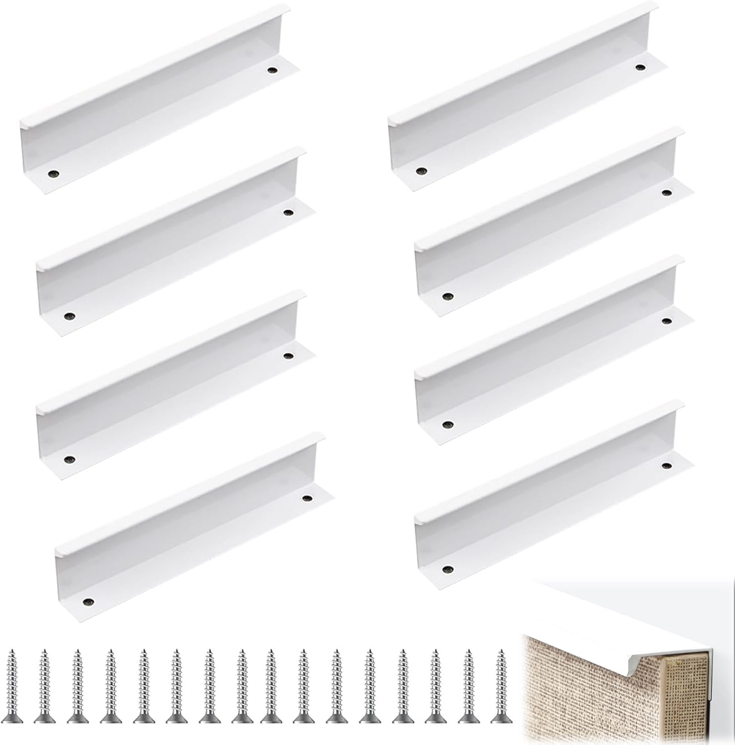 8pcs Poignée Cuisine Invisible 150mm,poignée Meuble Cuisine Invisible,poignée Blanche Pour Meuble Idéales Avec Un Style Epuré Et Moderne,pour Placards,armoires,tiroirs De Cuisine