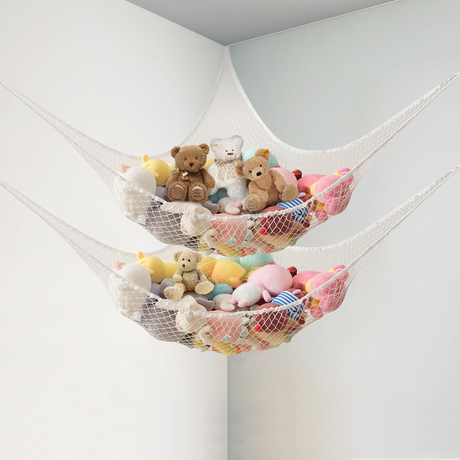 Pièces Filet De Rangement Pour Peluches – Hamac Suspendu Style Bohème, Idéal Pour Chambre D'Enfant, Blanc, 140100100cm