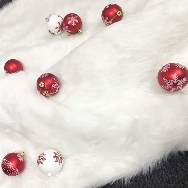 Jupe De Sapin De Noël 30/36/48 Pouces En Fausse Fourrure Blanche - Jupe De Sapin De Noël De Luxe Pour Décorations De Fêtes