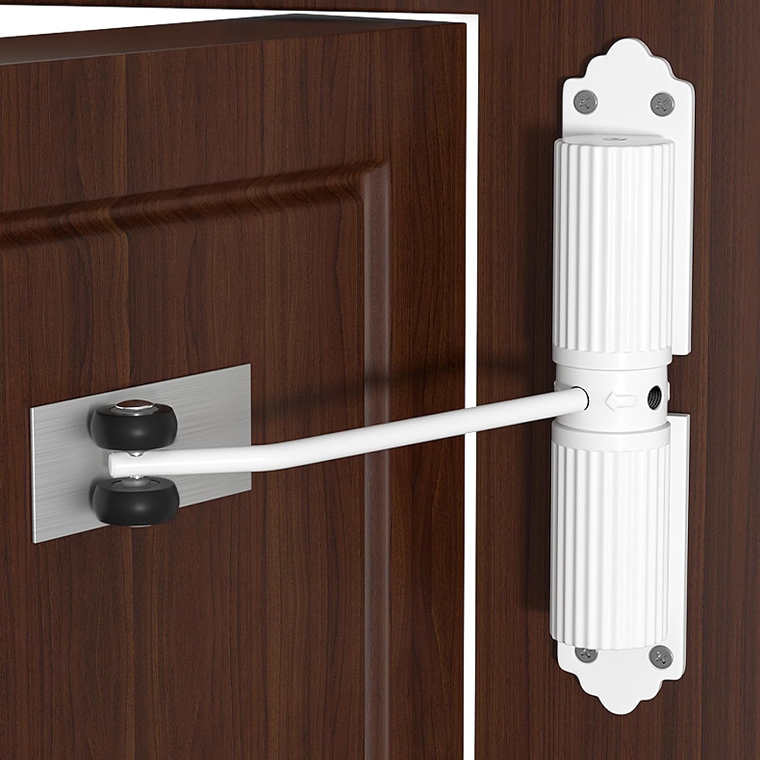 Ferme Porte Automatique, Groom Fermeture Porte À Ressort Réglable, Réglable Ferme-porte Pour Interieur Et Extérieures, Porte Closers Blanc (max 60kg)