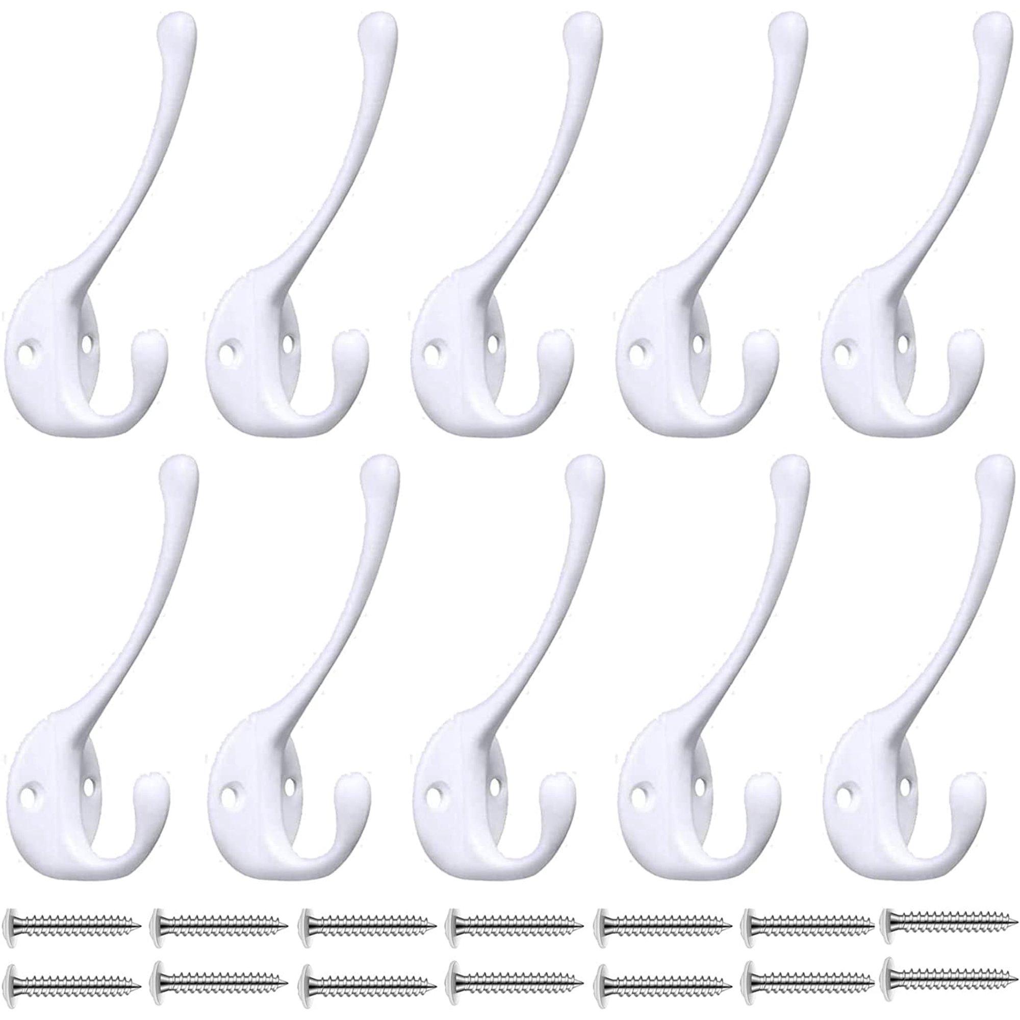 Lot De 10 Crochets Muraux Modernes (blancs) Pour Vêtements, Chaises, Peignoirs, Entrée.