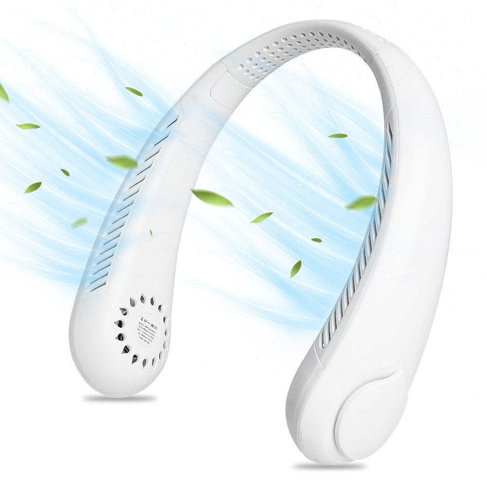 Ventilateur De Cou Portable, Sans Pales Et Mains Libres, Rechargeable Sur Batterie 4000 Mah, 3 Vitesses - Blanc