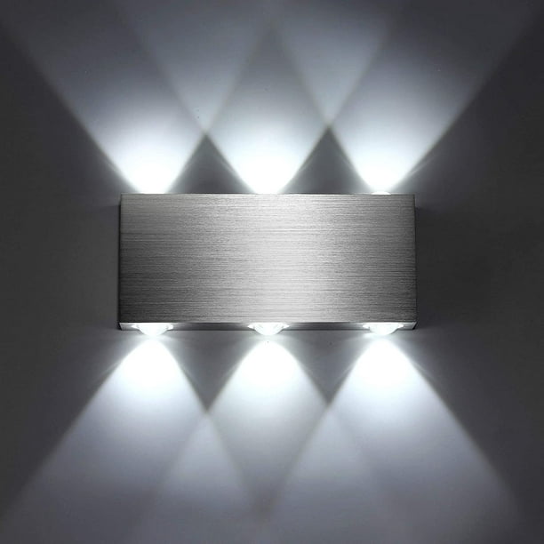 Led 6w Intérieur Lampe Murale Moderne Carré Up Down En Aluminium Eclairage Décoration Lumière Pour Chambre A Coucher Bureau Lit Couloir Salon Htel Bar Blanc Froid