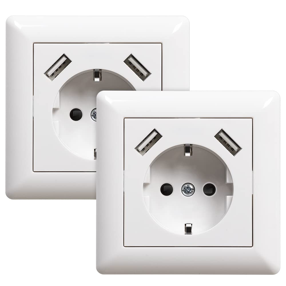Prises Avec Port Usb (max. Prise Murale Encastrée Avec Prise Usb Blanc Système 55 Blanc Brillant