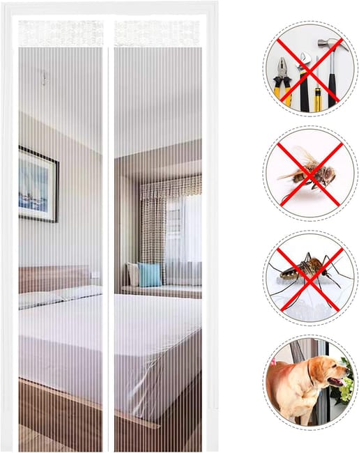 Moustiquaire Magnétique En Polyester, Velcro, Ultra Silencieuse, Avec Bandes Adhésives (blanc, 140 X 240 Cm) (sku Produit : 95824097 Sku Offre : Leha25.4.23-8)
