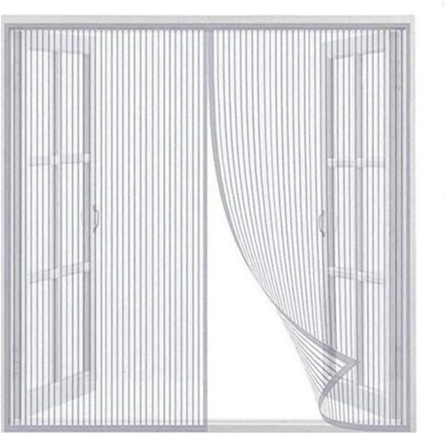 Rideaux, Rideau Magnétique Auto-obturant, Porte En Maille Épaissie, Porte Moustiquaire Anti-moustique, Avec Aimant, Taille 120120 Cm Blanc