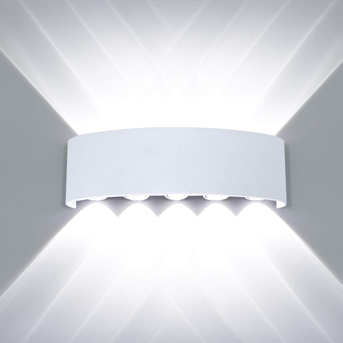 Moderne Imperméable Lampe Murale Led Applique Murale Up Down Aluminium Lèche-murs Led Intérieur Extérieur Pour Salle De Bains Chambre À Coucher Couloir Salon Porche Escalier, 10w Blanc [classe Énergét