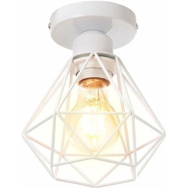 Moderne Industrielle Pendelleuchte E27, 16 Cm Diamantschirm, Weiße Deckenleuchte Für Schlafzimmer Und Flur – Weiß
