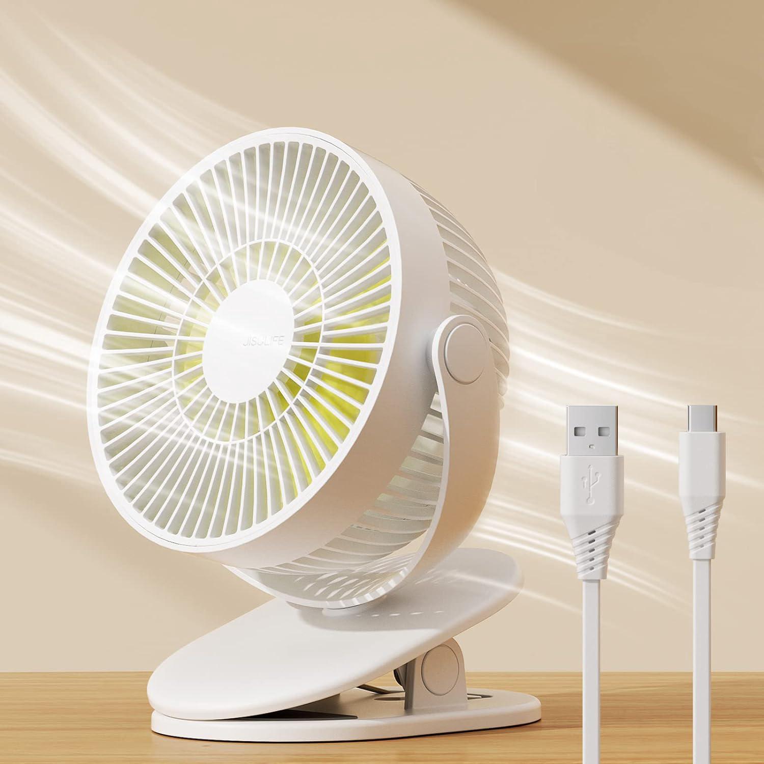 Mini-tischventilator, 4000-mah-akku Mit Usb-anschluss, 4 Geschwindigkeitsstufen, Bis Zu 14 Stunden Laufzeit, Leise Und Kompakt Für Bett, Kinderwagen Und Tisch – Perlweiß