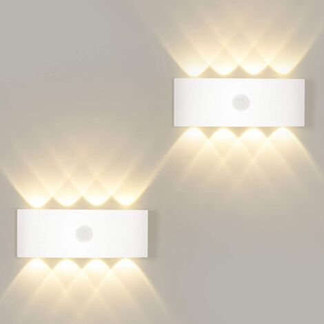 Litzee 8w Wandleuchte Mit Bewegungsmelder, Warmweißes Licht (3000k), Ip65 Wasserdicht Für Den Innen- Und Außenbereich – 2er-pack Wandleuchten
