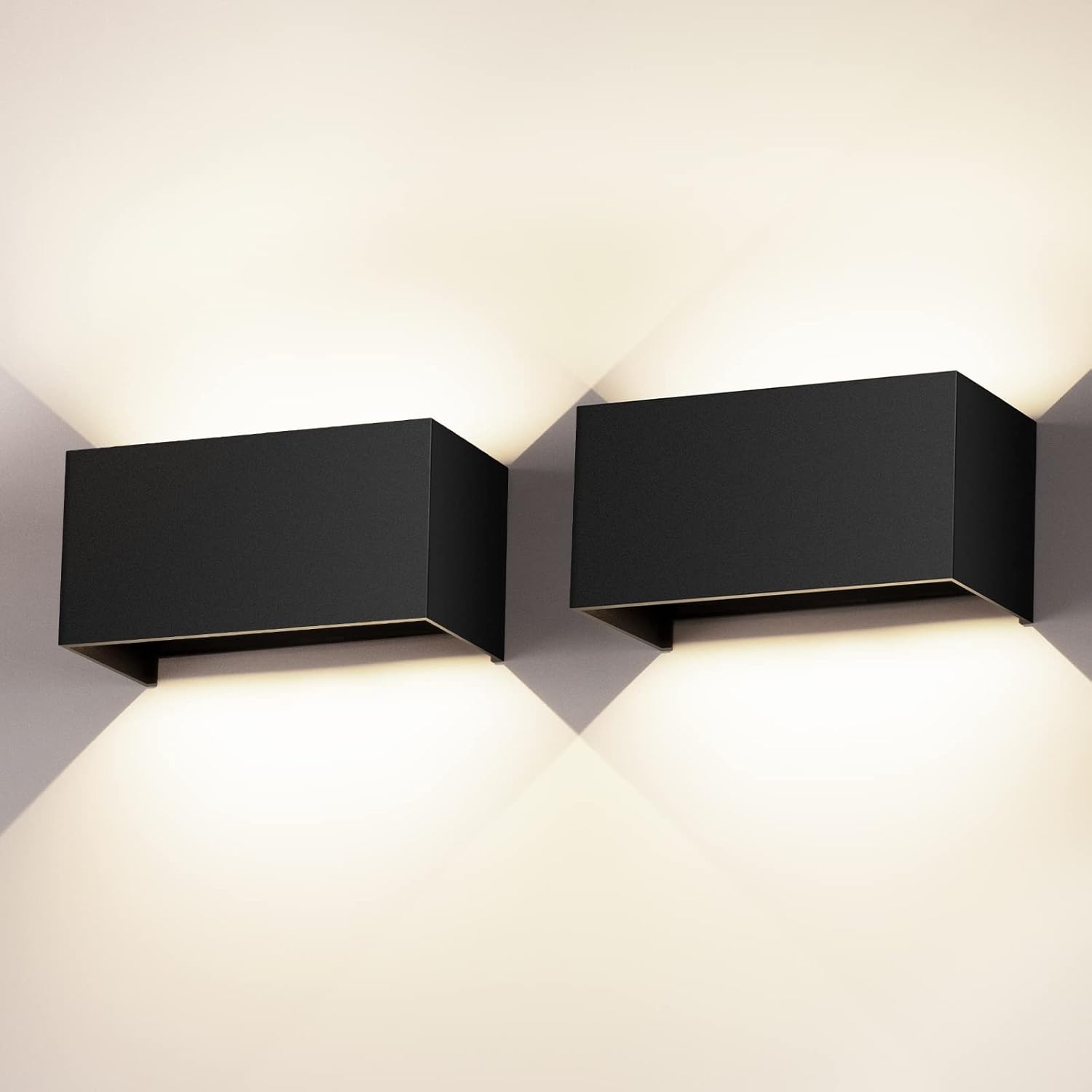 Set Mit 2 Weißen Led-wandleuchten, 24 W, Reinweiß 6000 K, Verstellbarer Strahler, Schutzart Ip65 (wasserdicht), Außenbeleuchtung