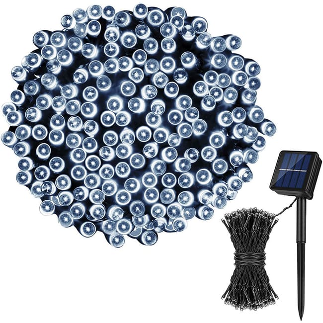 Solarbetriebene Lichterkette Für Den Außenbereich, 22 M Lange, Wasserdichte Lichterkette Mit 200 Warmweißen Leds, 8 Blinkmodi, Für Terrasse Und Partydekoration