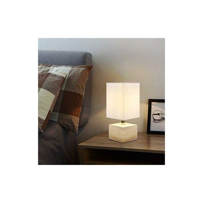 Moderne Weiße Nachttischlampe Aus Holz, Schlafzimmerbeleuchtung Inklusive E14-glühbirne, Tischlampe Zum Sanften Lesen, Ideal Für Wohn- Und Schlafzimmer.