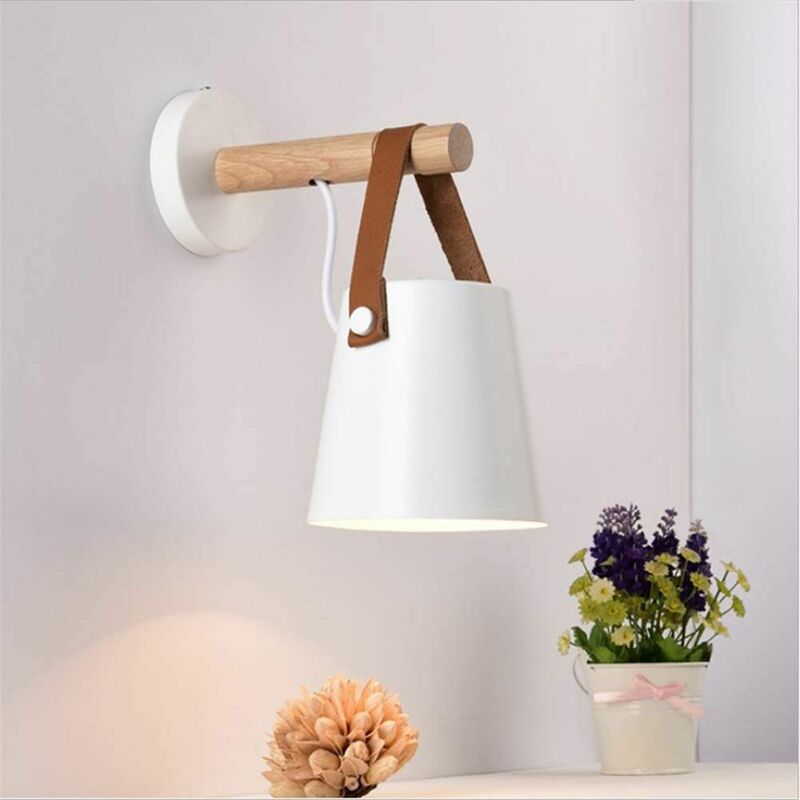Moderne Industrielle Led-wandleuchte Aus Metall Und Holz, Weiß, E27-fassung, Für Schlafzimmer, Restaurant, Café, Elegante Wanddekoration