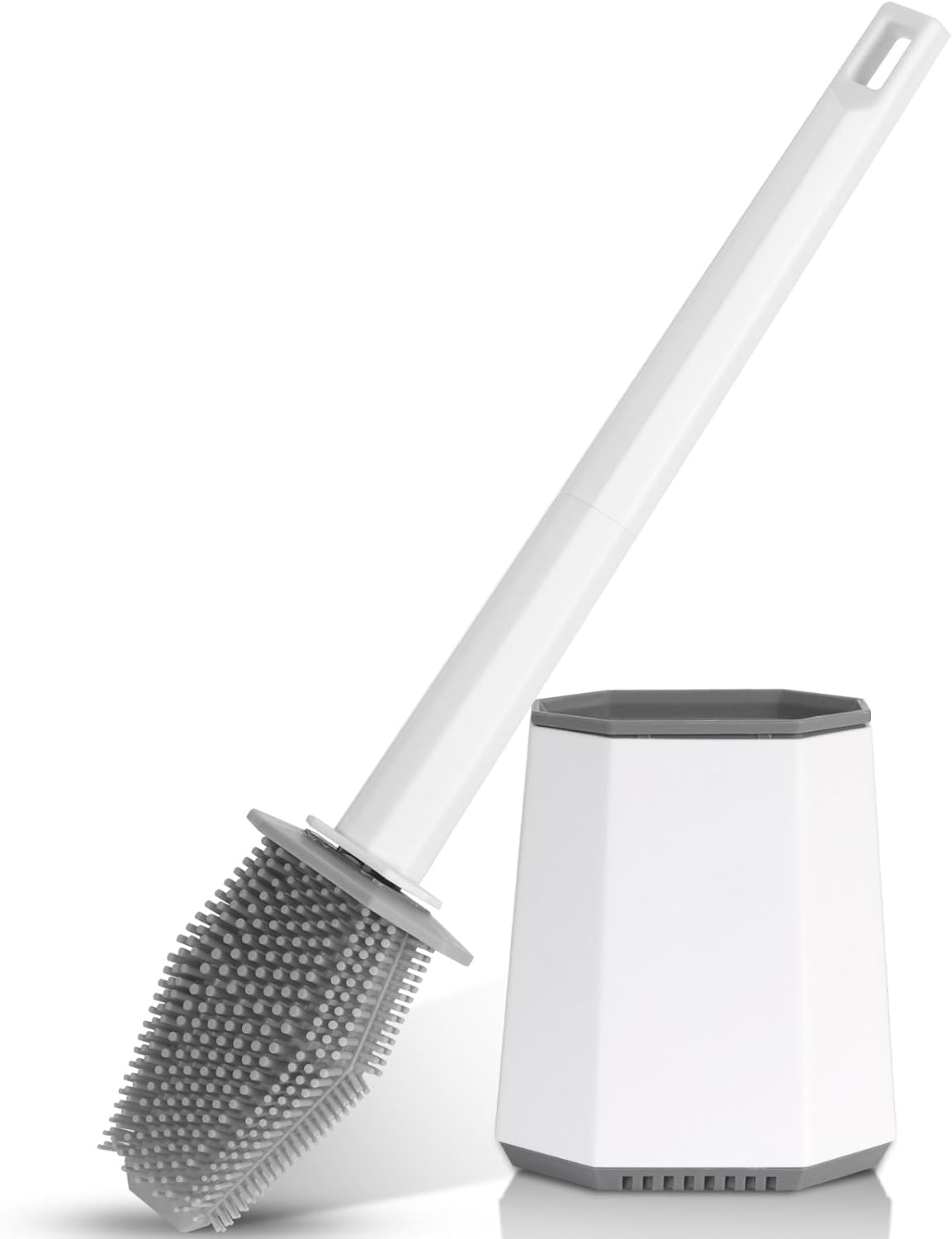 Wc-bürste Mit Schnelltrocknendem Silikonhalter Zur Wandmontage Für Badezimmer Und Gäste-wc, Weiß