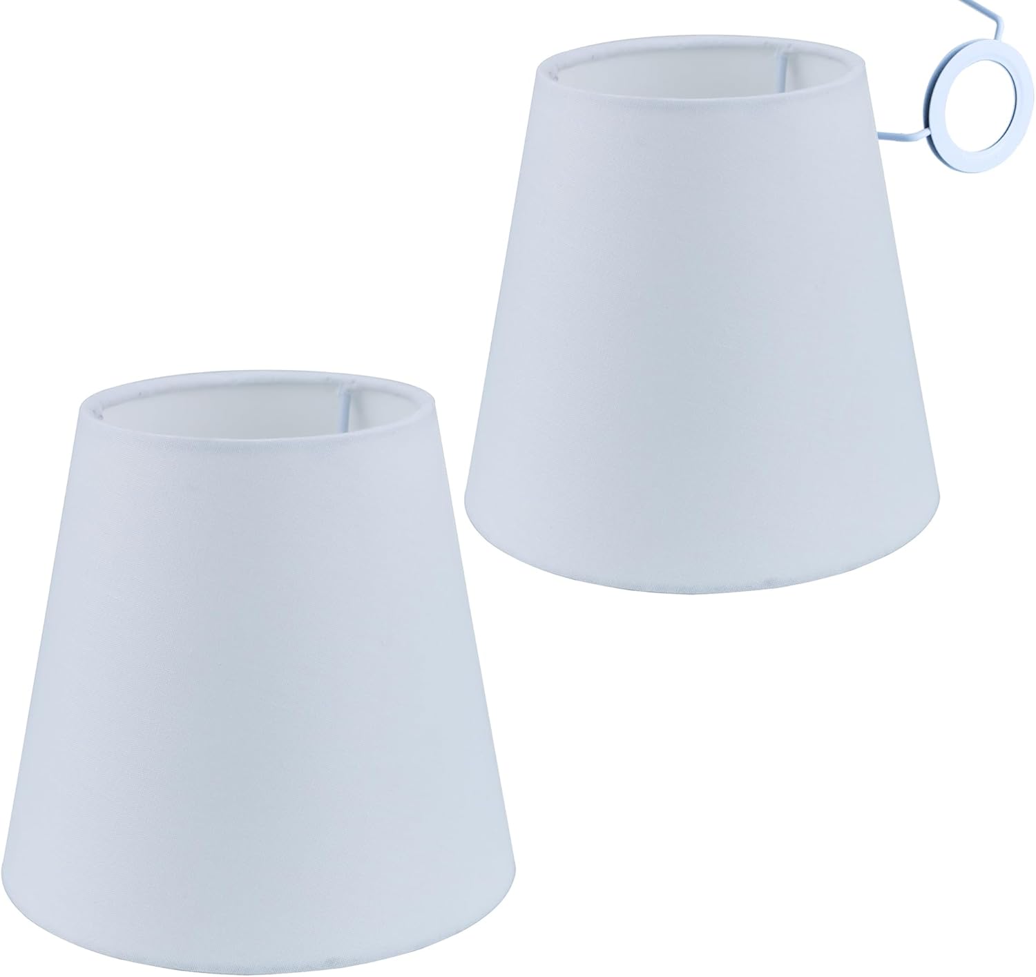 Weißer Stofflampenschirm 14 Cm, 2 Stück, Moderner Ersatz Für Pendel-, Kronleuchter-, Kerzen- Oder Tischlampen, E14/e27 Fassung.