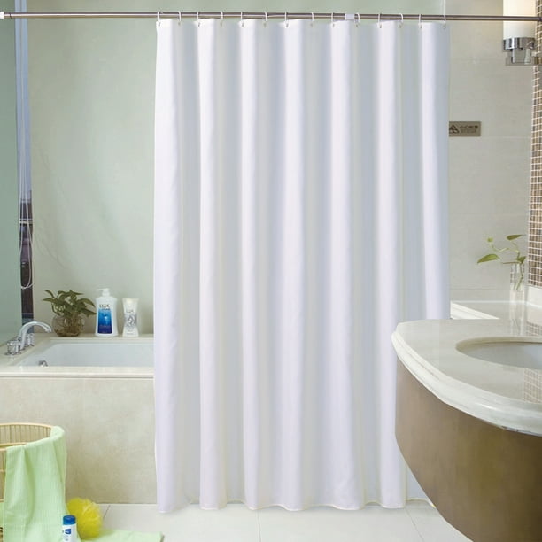 Duschvorhang 180 X 200 Cm Mit 12 Haken, Weiß, Schnelltrocknend, Wasserdichtes Polyester, Maschinenwaschbar, Badezimmervorhang