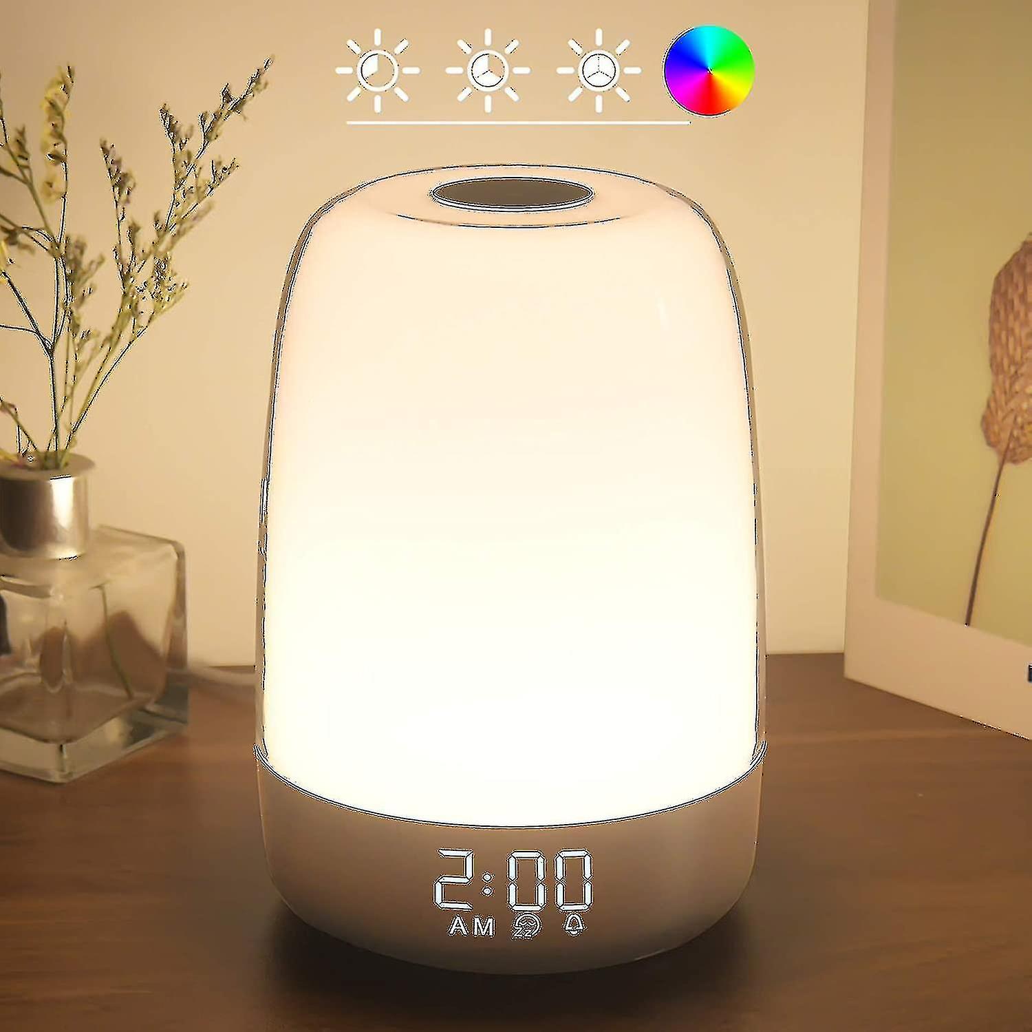 Sonnenaufgangssimulator-wecker Mit Berührungsempfindlichem Wecklicht, Einstellbarer Warmweißer Nachttischlampe, 3 Modi, Schlummerfunktion, Einschlafhilfe Und Timer