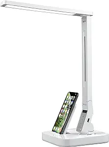 10w Kabellose Ladefunktion, Faltbare Schreibtischlampe, Augenschutzblende, Weiß, Schlichtes Kreatives Design, Europäischer Standard, Faltbar Und Modern.