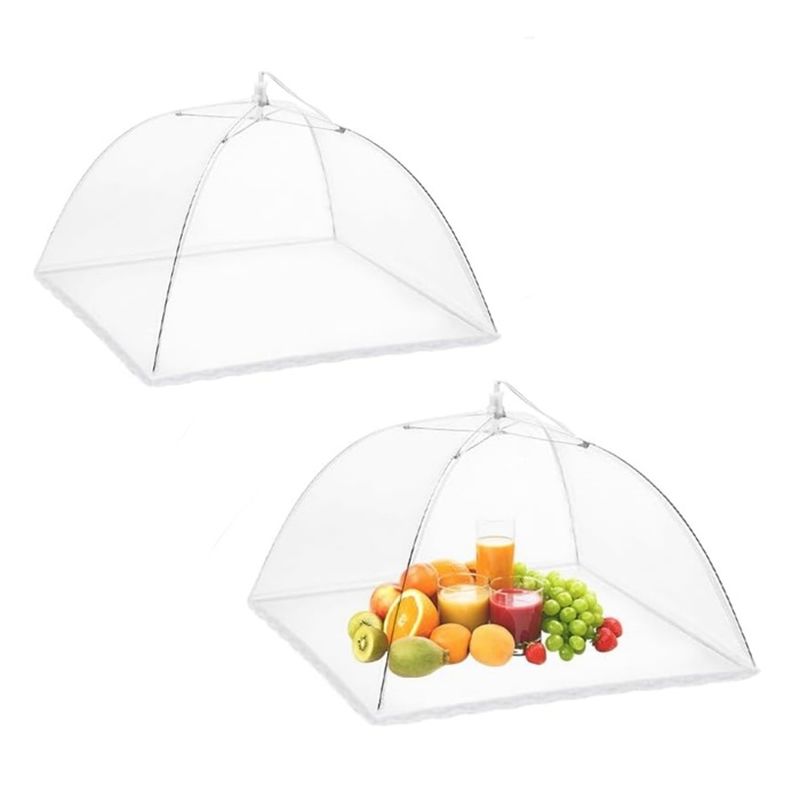 2er-set Faltbare Outdoor-lebensmittelabdeckungen – 30 Cm Feines Netz – Für Obst, Picknicks Und Gartenpartys – Weiß