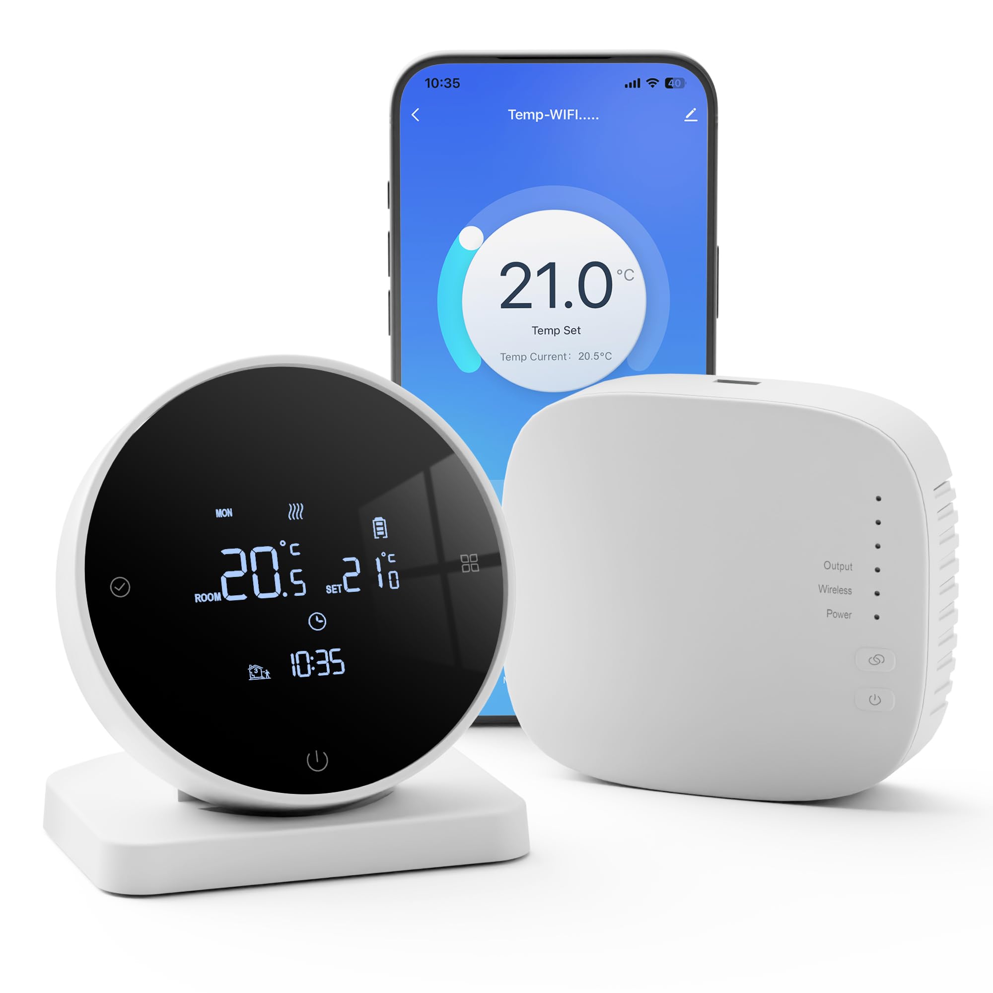 Thermostat Connecté Sans Fil Pour Chauffage Au Sol,compatible Alexa/google Home,programmation Intelligente Via Wifi,alimentation Pile,blanc