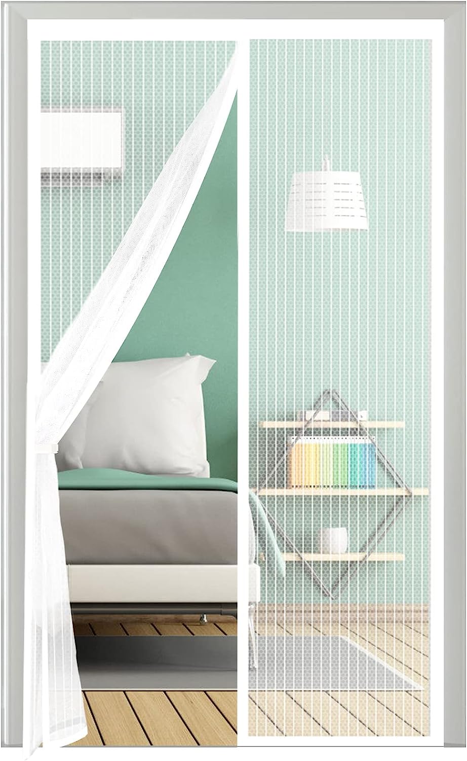 Moustiquaire Aimantée 120x210cm, Moustiquaire Porte Fenetre Blanc Sans Perçage Moustiquaire Magnétique, Ldéal Pour Les Portes De Balcon Les Caves Les Patios