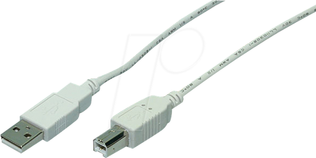 LOGILINK CU0008 - USB 2.0 Kabel, A Stecker auf B Stecker, grau, 3,0 m