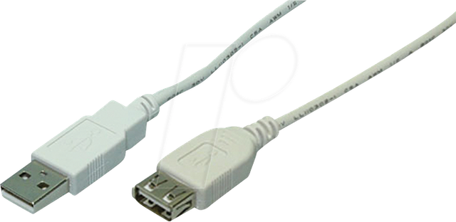LOGILINK CU0010 - USB 2.0 Kabel, A Stecker auf A Buchse, grau, 2,0 m