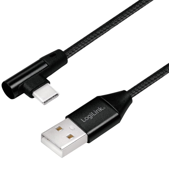 LOGILINK CU0137 - Sync- & Ladekabel, USB-A -> C, 0,3 m, gew., Baumw., schwarz