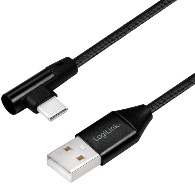 LOGILINK CU0138 - Sync- & Ladekabel, USB-A -> C, 1,0 m, gew., Baumw., schwarz