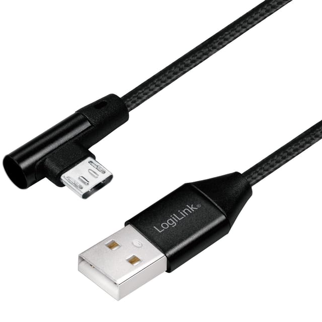 LOGILINK CU0142 - Sync- & Ladekabel, USB-A -> micro-B, 1,0 m, gew., Baumw., schwar
