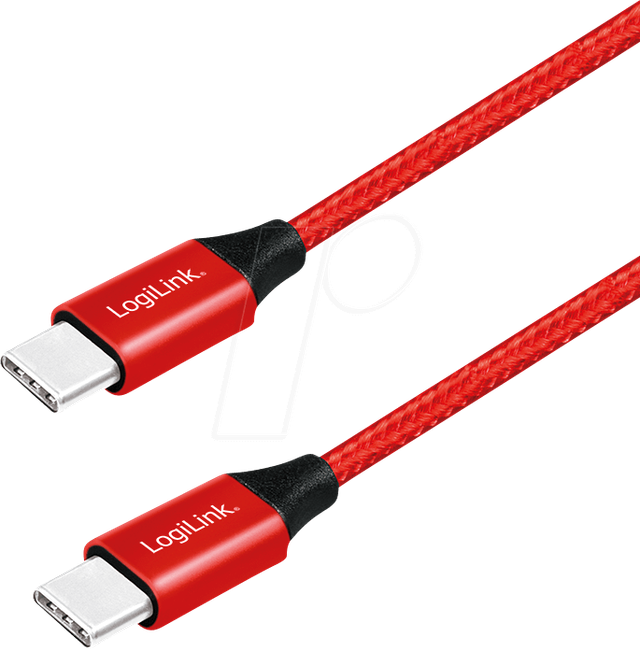 LOGILINK CU0156 - Sync- & Ladekabel, USB-C -> C, 1,0 m, Baumw., rot