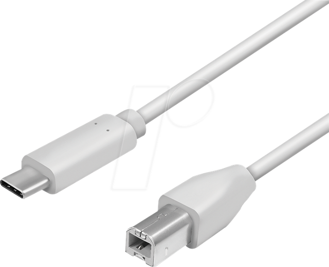 LOGILINK CU0161 - USB 2.0 Kabel, C Stecker auf B Stecker, grau, 2,0 m