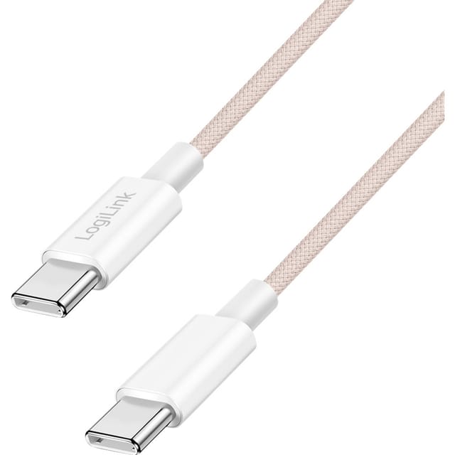 LOGILINK CU0344 - Sync- & Ladekabel, USB-C -> C, 60 W, pink, 1 m
