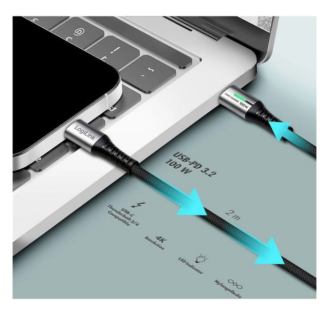LOGILINK CU0434 - Sync- & Ladekabel, USB-C -> C, 2,0 m, schwarz